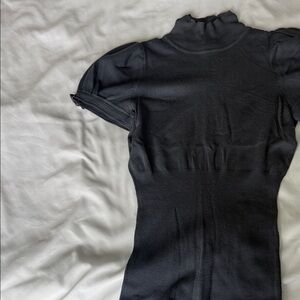 Express Charcoal Mock Neck Blouse